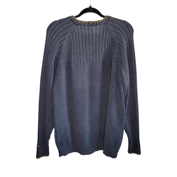 Columbia Men's Blue Ribbed Crew Neck Long Sleeve Knit Sweater Size L 100% Cotton - Picture 2 of 9